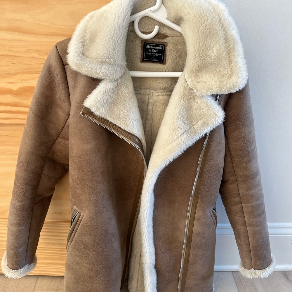 Abercrombie & Fitch Brown Teddy Jacket with Cream Lining
